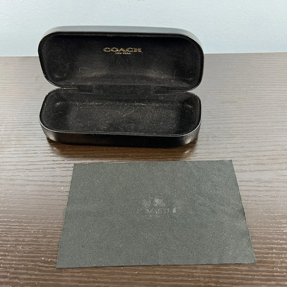 Coach Black Hard Side Clamshell Eyeglasses Sunglasses Case Cleaner Pad